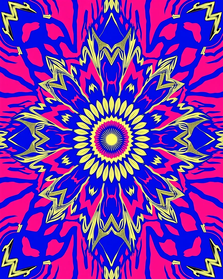 Vibrant Yellow Sunburst Mandala Rug