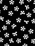 Ink Black White Cluster Bloom Rug