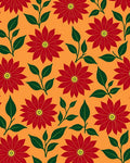 Bold Red Flower Garland Fabric Rug