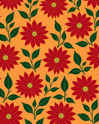 Bold Red Flower Garland Fabric Rug