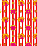 Vibrant Pink Orange Floral Stripe Rug