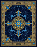 Blue and Gold Medallion Branch Rug