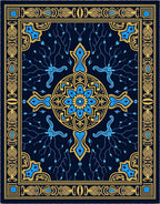 Blue and Gold Medallion Branch Rug