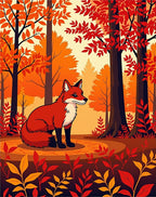 Crimson Fox Amidst Autumn Forest Rug