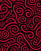 Crimson Swirl Tribal Abstract Rug