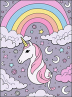 Pastel Unicorn Rainbow Cloud Stars Rug