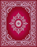 Crimson White Floral Mandala Border Rug