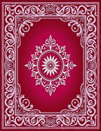 Crimson White Floral Mandala Border Rug
