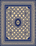 Deep Blue Cream Geometric Intricate Border Rug