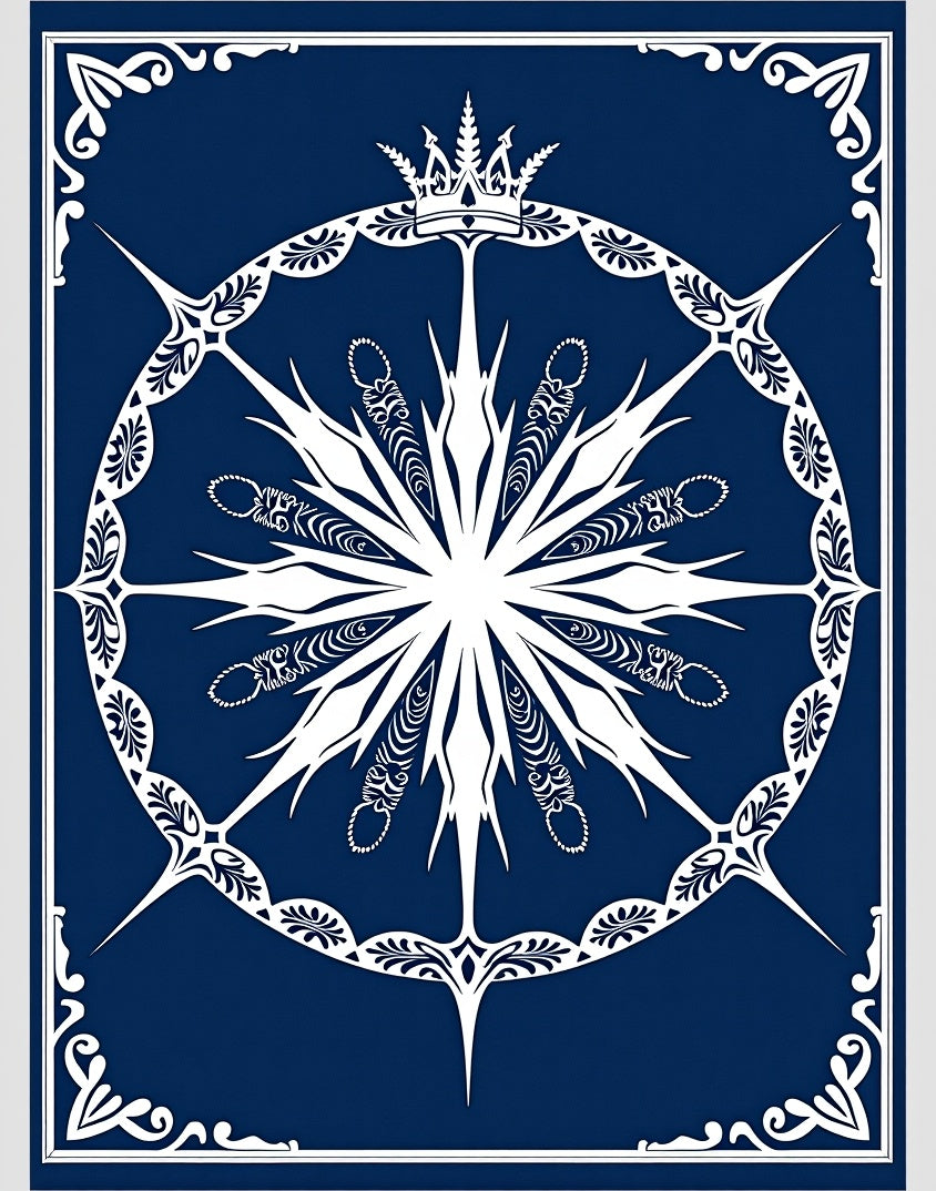 Majestic Blue White Crowned Starburst Rug