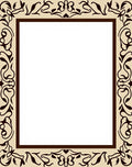 Beige Brown Floral Scroll Frame Rug