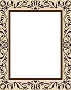 Beige Brown Floral Scroll Frame Rug