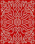 Crimson Red Organic Flourish Symmetry Rug