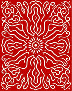 Crimson Red Organic Flourish Symmetry Rug