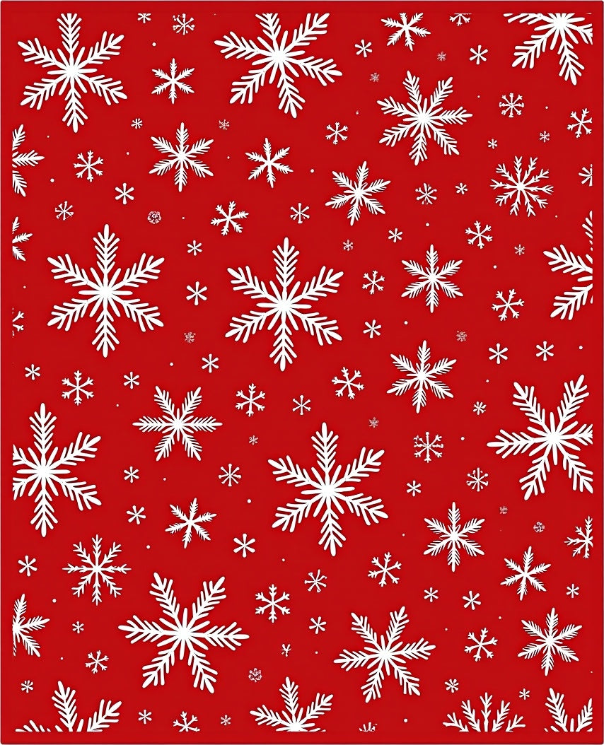 White Snowflake Scatter Red Field Rug