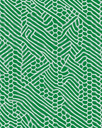 Deep Green Interlocking Hexagonal Waves Rug