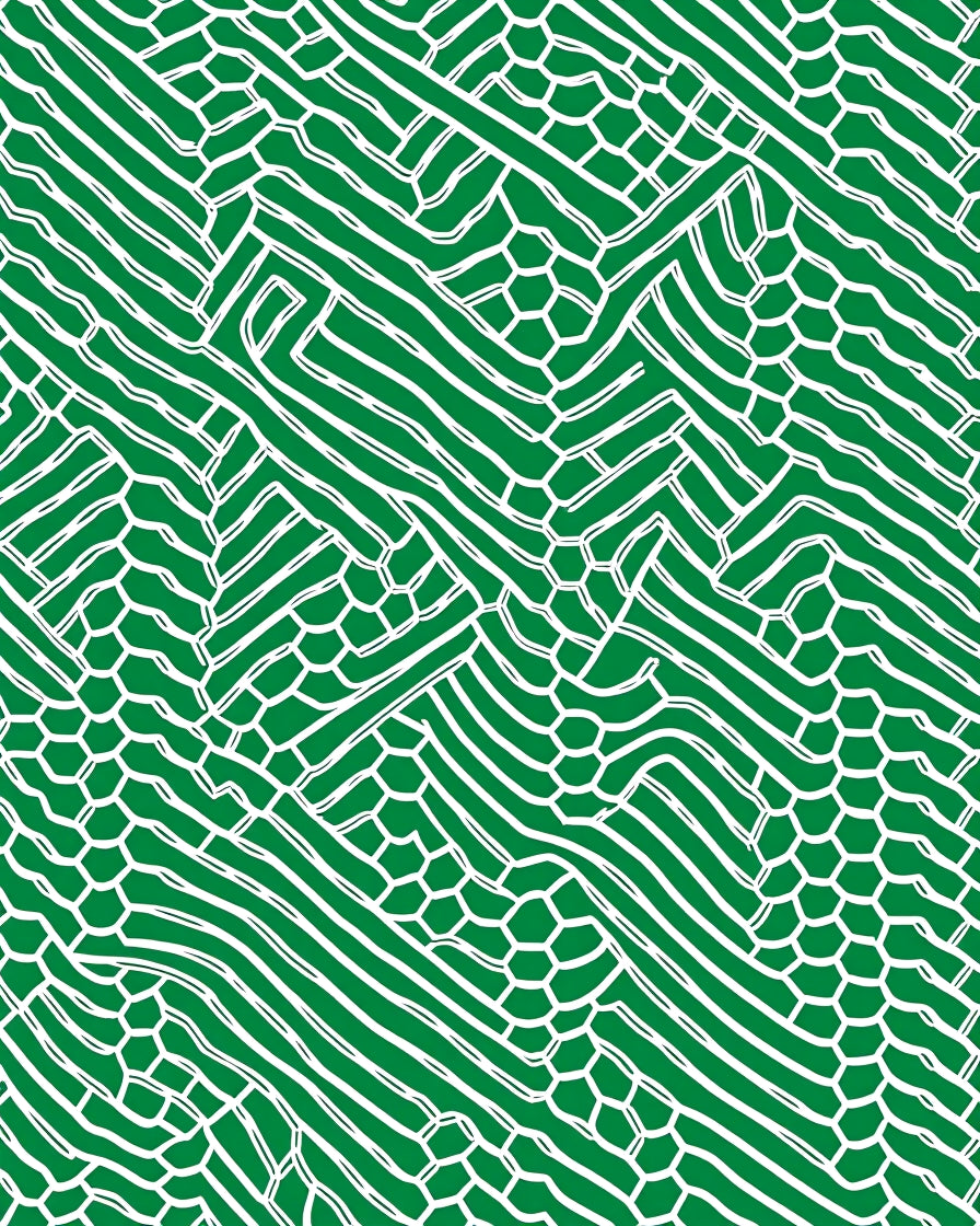 Deep Green Interlocking Hexagonal Waves Rug