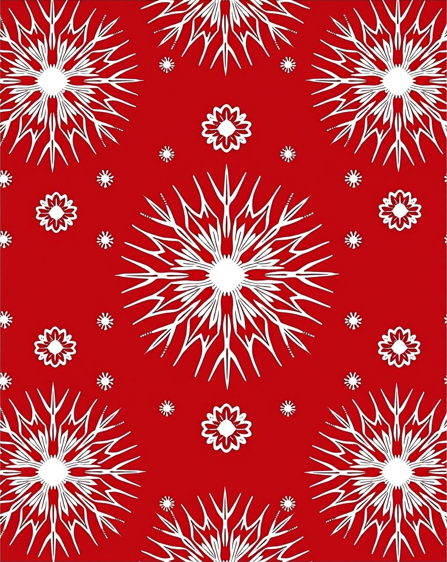 Festive Red White Snowflake Mandala Rug