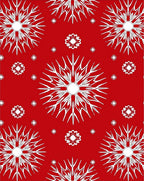 Festive Red White Snowflake Mandala Rug