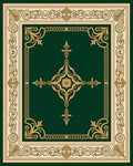 Emerald Green Golden Filigree Border Rug
