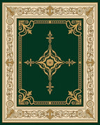 Emerald Green Golden Filigree Border Rug