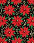 Festive Red Poinsettia Christmas Floral Rug