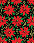 Festive Red Poinsettia Christmas Floral Rug