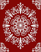 Crimson White Floral Circular Medallion Rug