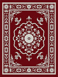 Ornate White Bloom Crimson Border Rug