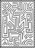 Black White Labyrinth Shapes Border Rug