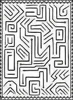 Black White Labyrinth Shapes Border Rug
