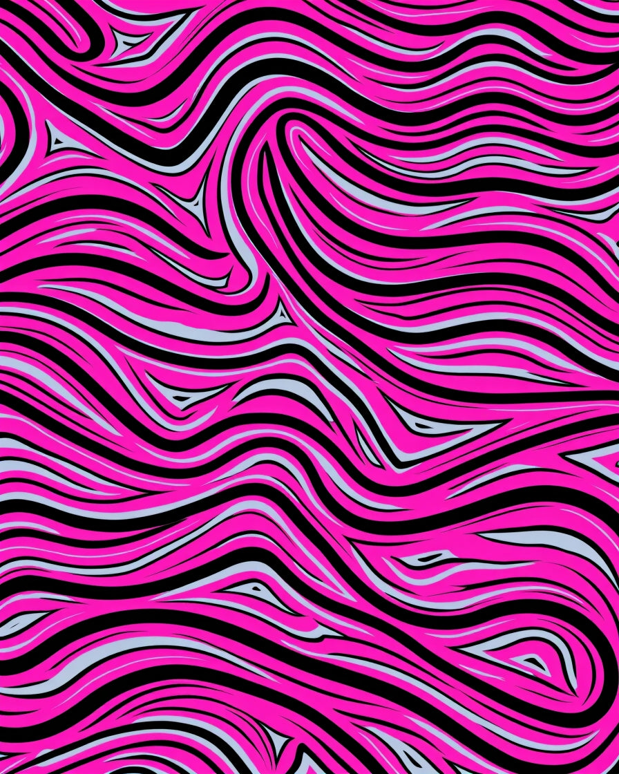 Vibrant Pink Black Swirl Stripes Rug