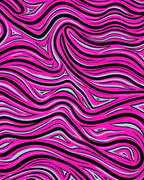 Vibrant Pink Black Swirl Stripes Rug
