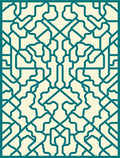 Teal Cream Interlocking Geometric Lattice Rug