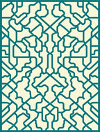 Teal Cream Interlocking Geometric Lattice Rug