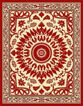 Vintage Red Floral Sunburst Rug