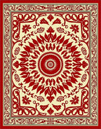 Vintage Red Floral Sunburst Rug