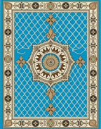 Ornamental Cyan Medallion Lattice Rug