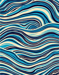 Ocean Blue Swirling Wave Rug