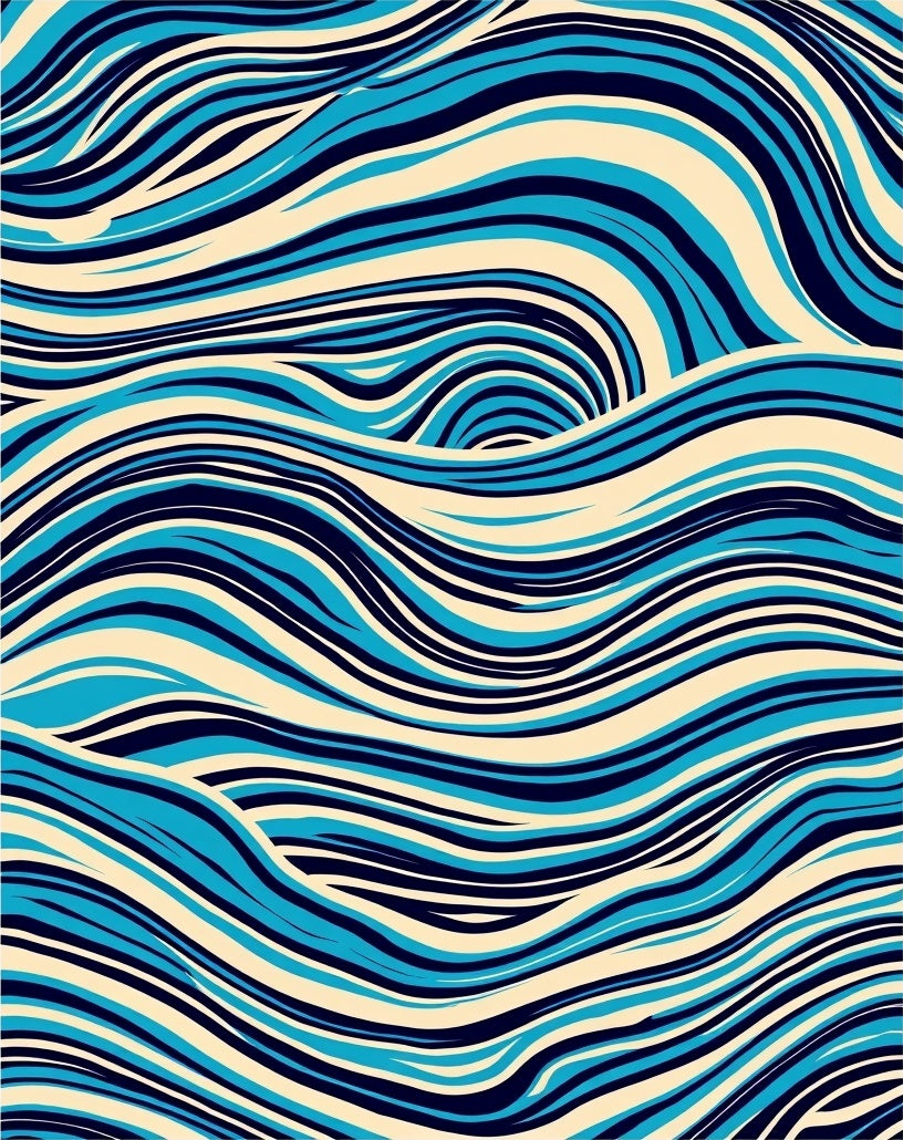 Ocean Blue Swirling Wave Rug