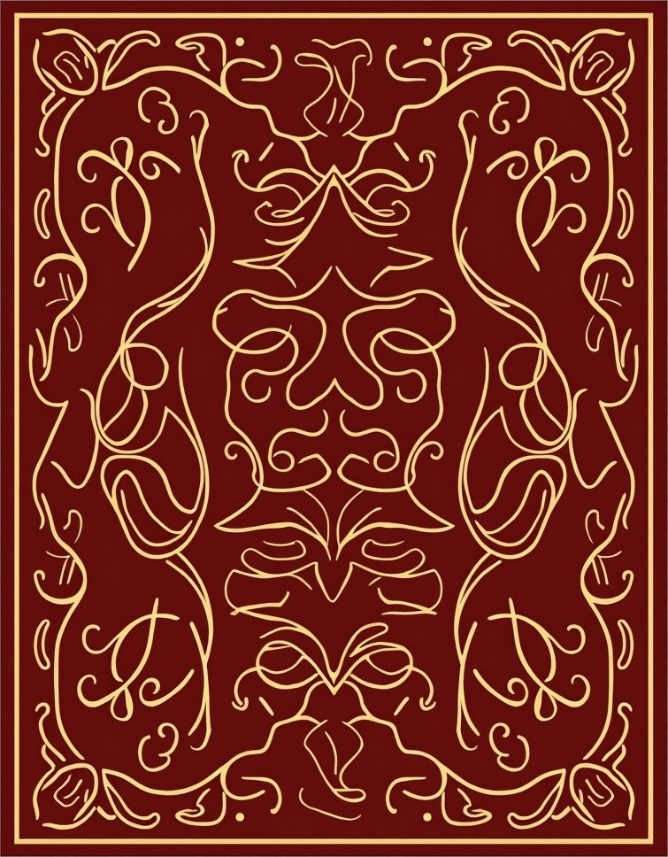 Crimson Gold Floral Scrolling Rug