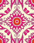 Hot Pink Floral Mandala Cream Rug