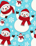 Cheerful Snowman Red Scarf Snowflakes Rug