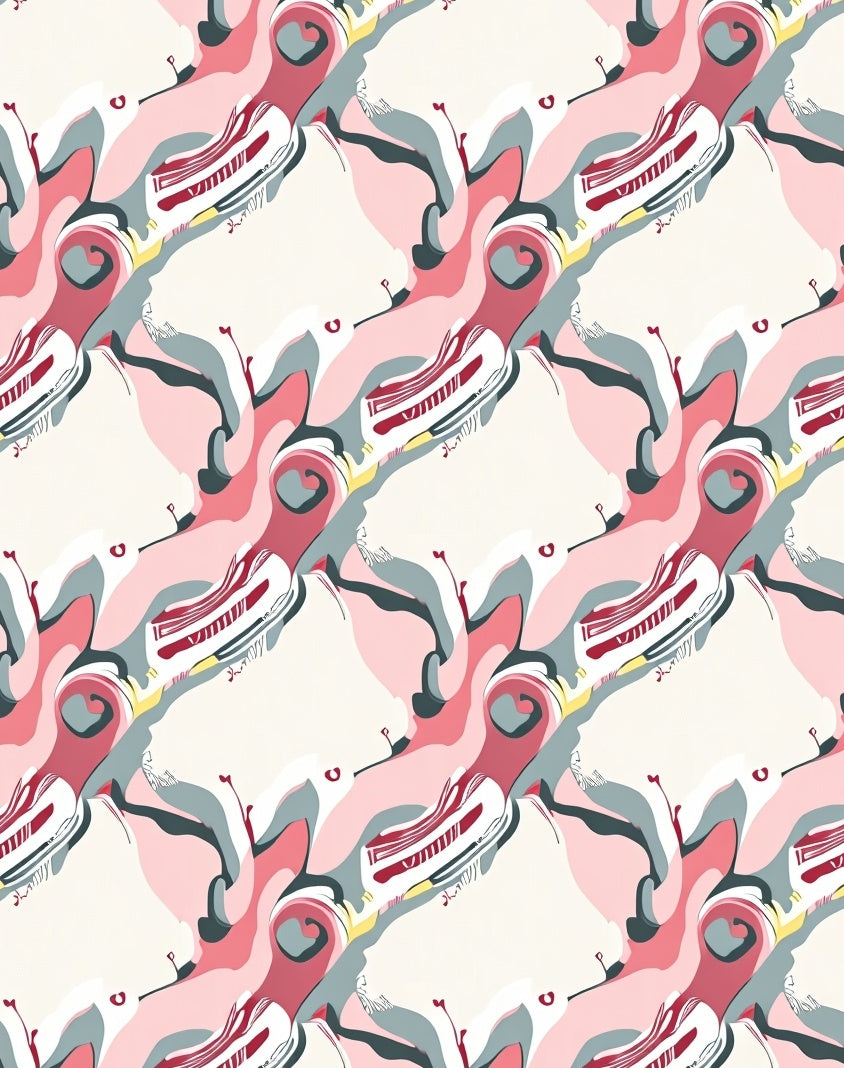 Abstract Pink Blush Swirl Ribbon Rug