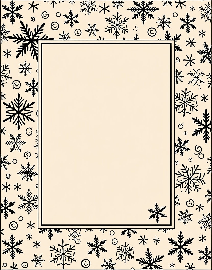 Black Snowflake Cream Background Holiday Rug