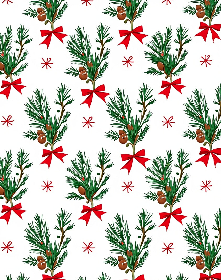 Festive Pine Sprig Bow Collection Rug