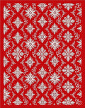 Crimson White Floral Diamond Lattice Rug
