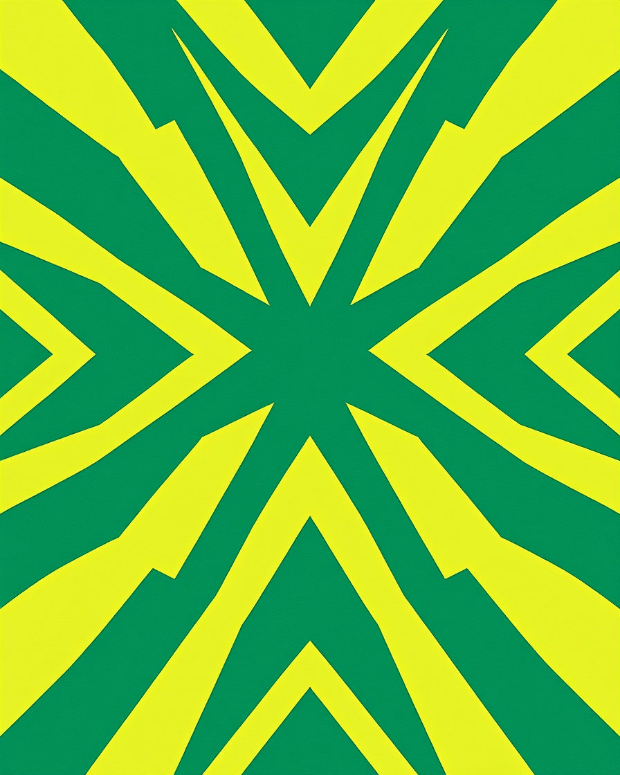 Green Yellow Burst Geometric Rug