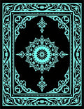 Aqua Black Intricate Medallion Border Rug