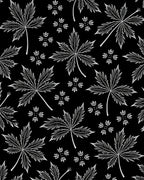 White Maple Leaf Black Collage Rug